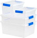 Set Of 6 Stackable 2.4 Quart Storage Bins With Latching Lids, Clear Plastic Containers With Secure Closures & Side Handles For Crafts, Office & Home Organization - Image 6