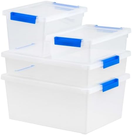 Set Of 6 Stackable 2.4 Quart Storage Bins With Latching Lids, Clear Plastic Containers With Secure Closures & Side Handles For Crafts, Office & Home Organization - Image 6