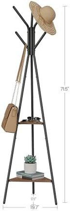 VASAGLE Coat Rack Freestanding, Hall Tree with 2 Shelves - Image 5
