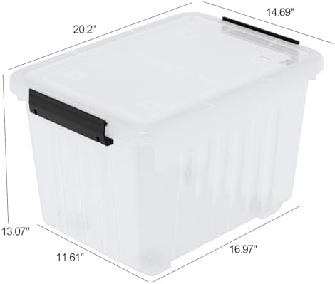 Farmoon 50 QT Clear Wheeled Storage Bin, Plastic Latch Box with Lid, 4 Pack - Image 2