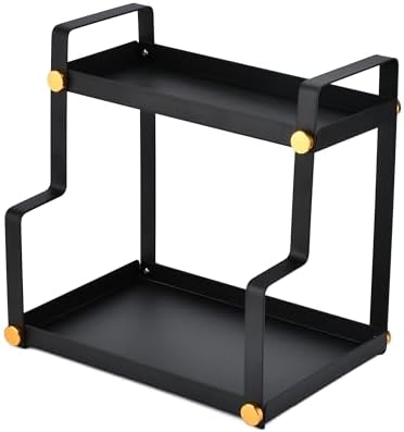 FFK 2 Tier Countertop Organizer, Cosmetic Organizer, Storage Shelf for Cabinet, Countertop, Pantry, Desktop, Ideal for Bathroom, Kitchen, Office (Black) - Image 3