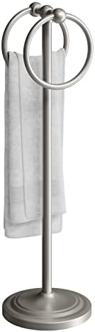 BGL Fingertip Towel Holder Stand Hand Towel Ring for Bathroom or Kitchen Vanity Countertops to Store Hand Towels Washcloths or dishcloths - 2 Hanging Rings?19" High-Brushed Nickel by BGL