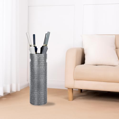 Concepts 21 inch Heavy Duty Metal Umbrella Stand - Durable Storage Holder for Umbrellas - Indoor and Outdoor Use - Stylish and Modern Organizer for Entryways. (Silver Lace) by DHDByConcepts