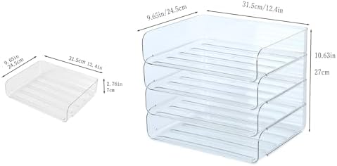 4 Tier Stackable A4 Paper Trays, Office Desk File Holder, Tidy File Document Letter Book Paper Organizer (4 Tiers,Clear) - Image 5