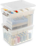Citylife 32QT 2Packs Clear Craft Organizers and Storage Box with Tray by CITYLIFEHomeOrganization