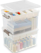 Citylife 32QT 2Packs Clear Craft Organizers and Storage Box with Tray by CITYLIFEHomeOrganization