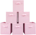 Stero 13x13x13 Inch Fabric Storage Bins 6 Pack Fun Colored Durable Storage Cubes with Handles Foldable Cube Baskets for Home, Kids Room, Closet and Toys Organization Pink by Stero