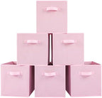 Stero 13x13x13 Inch Fabric Storage Bins 6 Pack Fun Colored Durable Storage Cubes with Handles Foldable Cube Baskets for Home, Kids Room, Closet and Toys Organization Pink by Stero