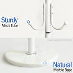 Kertnic Modern Coat Rack Freestanding with Natural Marble Base & Sturdy Metal Frame, 11 Hooks Hall Tree for Jackets, Hats, Bags, Entryway Organizer for Bedroom, Living Room, Closet (11 hooks-White) - Image 5