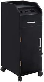 Hair Salon Storage Cart with Wheels & 3 Hair Dryer Holders & 4 Drawers & Lock & 2 Keys, Hairdressing Tools Station Mobile Makeup Case (Black) - Image 3