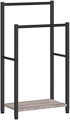 HOOBRO Freestanding Towel Rack, 2 Tier Blanket Ladder Holder for Bathroom, 16.5" L x 9.4" W x 31.5" H, Blanket Rack, Industrial Drying and Display Rack with Shelf, Metal, Greige and Black BG02LB01 by HOOBRO