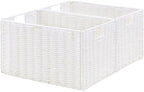 Vagusicc Wicker Storage Basket, Set of 2 Hand-Woven Paper Rope Wicker Basket, Large Storage Baskets for Organizing, Foldable Large Cube Storage Organizer Bins for Shelves (White) by Vagusicc