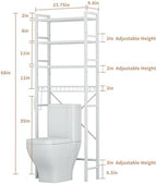 4 Tiers Over The Toilet Storage,Bathroom Organizers and Storage Shelves with Toilet Paper Holder and 9 Hooks,Toilet Rack for Cabinet Organizer,White - Image 2