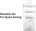 Felli Flip Tite Acrylic Food Storage Container with Lid 6” XL Air Tight Ring Seal Flip Top, Plastic Kitchen Baking Canister for 5 lb Flour Sugar Rice Protein Powder Pantry Organizer (Nest-M, White) - Image 4