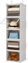 Vailando 5-Shelf Hanging Closet Organizer with Clear Dust Covers, Gray by Vailando