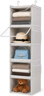 Vailando 5-Shelf Hanging Closet Organizer with Clear Dust Covers, Gray by Vailando