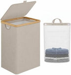 IEGrow Laundry Hamper with Lid,85L Laundry Basket with Mesh Bags,Oatmeal by iEGrow