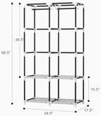 VTRIN Portable Closet Wardrobe Closet for Hanging Clothes with 4 Storage Shelves, 2 Hanging Rods and 6 Pockets, Stable and Easy Assembly Clothes Rack with Cover Free Standing Closet for Bedroom, Black - Image 3
