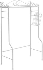MyGift Over Toilet Storage Shelf with Magazine Basket, White Metal - Image 6