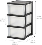 IRIS USA 3-Drawer Slim Narrow Storage Organizer, 2-Pack, Black/Clear - Image 3