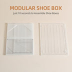 Large Shoe Boxes Clear Plastic Stackable，Drop Front Shoe Box with Clear Door, Shoe Containers For Sneaker Display,Fit up to US Size12 (white clear-Conjoined structure, 10 pack) - Image 5