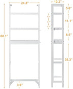 Over the Toilet Storage Cabinet, 3 Tier Over Toilet Bathroom Organizer with Adjustable Shelves and Adjustable Feet, Wood Bathroom Shelf with Anti Tip and Hooks for Space Saver, White - Image 2