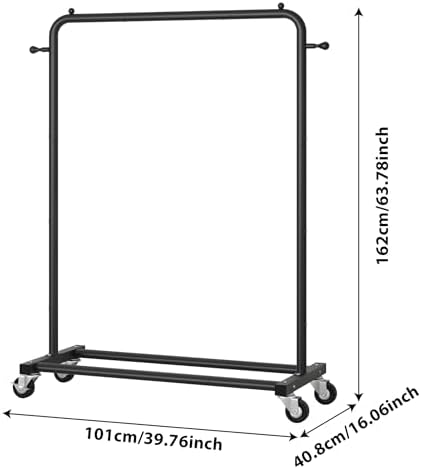 Sywhitta Metal Clothing Rack on Wheels with Bottom Shelf, for Clothes,Black - Image 3