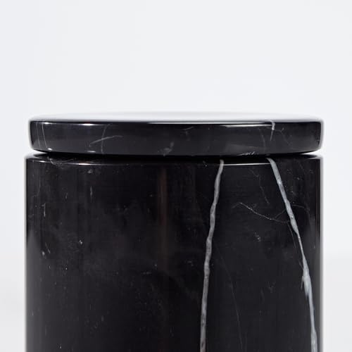 Black Marble Storage Canister, Cylinder 3 inch Diam x 3.5 Inch Ht Marble Jar with Lid, Natural Premium Bathroom Organizer for Cotton Balls, Jewery, Bath Salt, Q tip Holder for Powders, Countertop - Image 4
