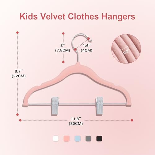 Baby Velvet Hangers with Clips Non-Slip for Clothes Pink 24 Pack - Image 2
