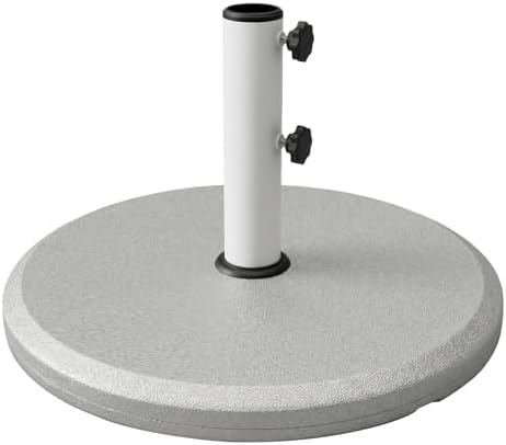 T&Jero 29 lb Round Heavy Duty Patio Market Table Umbrella Base Stand Weight Pre-Filled for Outdoor, Silver by TJero
