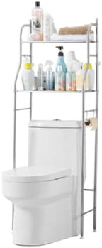 2-Tier Over The Toilet Rack,Bathroom Organizer Shelf,Freestanding Space Saver for Restroom,Laundry,Balcony,Stainless Steel Bathroom Shelf Above Toilet,Sturdy,Waterproof by Mochalight