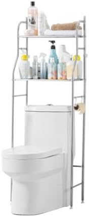 2-Tier Over The Toilet Rack,Bathroom Organizer Shelf,Freestanding Space Saver for Restroom,Laundry,Balcony,Stainless Steel Bathroom Shelf Above Toilet,Sturdy,Waterproof by Mochalight