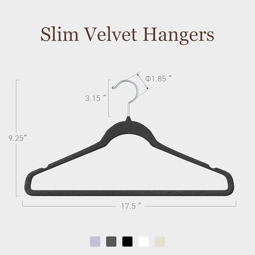 Velvet Hangers 200 Pack, 17.5" Non-Slip Clothes Hangers, Black - Image 2
