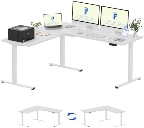FLEXISPOT 71 x 63 Reversible L-Shaped Corner Standing Desk, White by Unknown