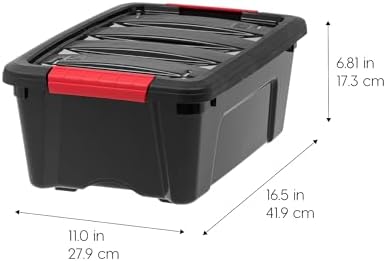 IRIS USA 6-Pack 13 Quart Storage Bins with Lids, Black - Image 2