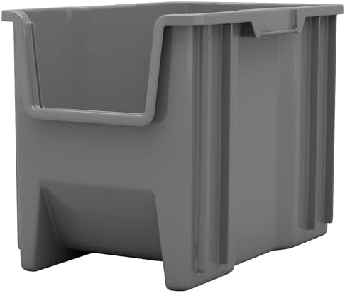 Akro-Mils Stak-N-Store Stackable Storage Bins, 17.5"x11"x12.5", Grey, 4-Pk - Image 6