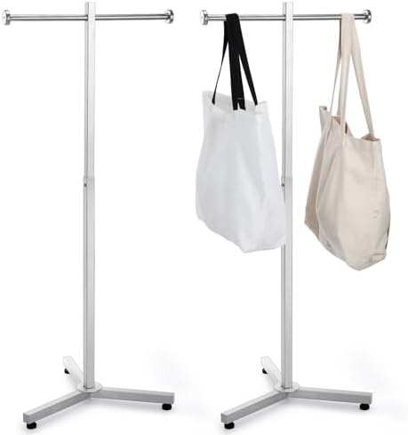 Blulu 2 Pcs Heavy Duty Adjustable Shopping Bag Rack Metal Rack for Retail Store Chrome Handbag Display Stand for Trade Show Boutique Small Business, 45 Inch (Silver) by Blulu