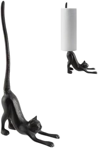 Bitray Cat Cast Iron Paper Towel Holder Toilet Stand 16.5" Kitchen Decor by WelcometoBitray