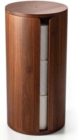 Wooden Toilet Paper Roll Holder, Toilet Paper Stand, Round by Unknown