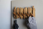 Natural Wood Wall Mounted Piano Coat Rack| Coat Rack Wall Mount| Flip Down Wall Hook Rack 5 Hooks| Entryway Wall Art Hook,Made of Acacia Wood (Wood Wax Oil staining Light Brown). - Image 4