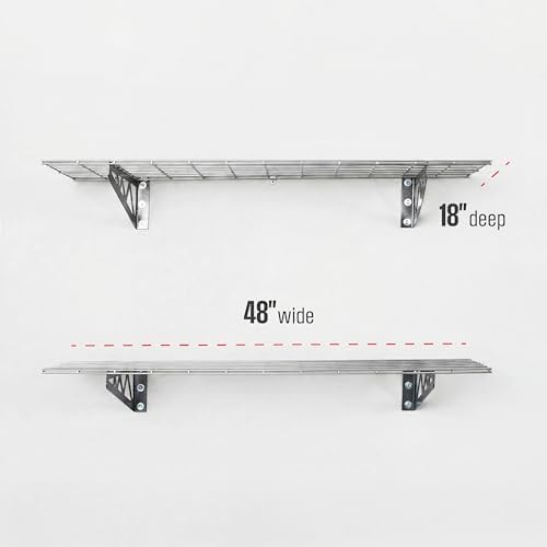 SafeRacks Steel Garage Wall Shelves 2-Pk w/Hooks, 500lb, Hammertone (18x48) - Image 3