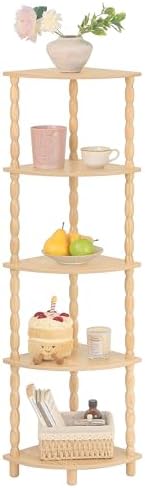 MaxSmeo Corner Shelf, 5-Tier Corner Bookshelf for Small Spaces, Stylish Corner Storage Display Shelves for Bedroom, Bathroom, Kitchen, Living Room (Natural) by MaxSmeo