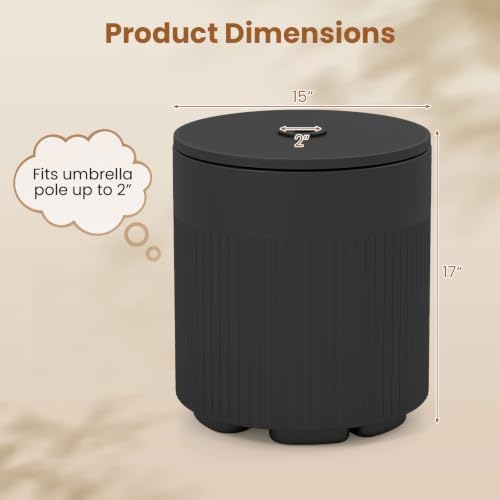 Tangkula 3-in-1 Umbrella Side Table (Black) - Image 3