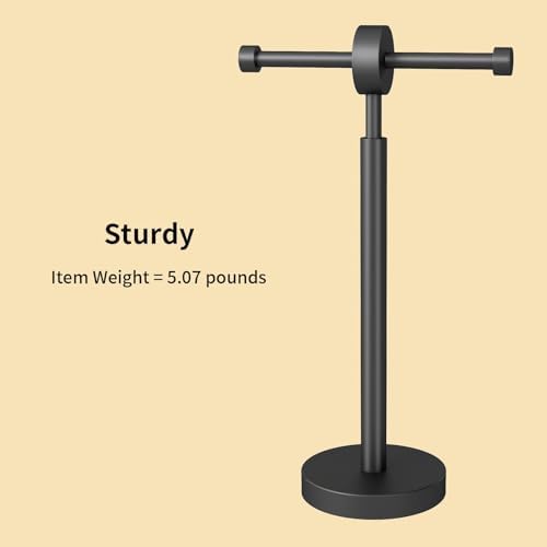YUMORE Toilet Paper Holder Stand, Floor Freestanding Double Roll Black Tissue Paper Stand for Modern Bathroom, Weighted Round Base Stainless Steel Toilet Roll Holder,Extra Capacity - Image 5