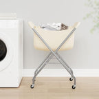 ELYKEN Laundry Basket with Wheels, Collapsible Laundry Hamper, Cream - Image 2