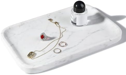 Statuario Marble Vanity Tray - Decorative Organizer for Bathroom Countertop, Dresser, Kitchen Sink by Karibiber
