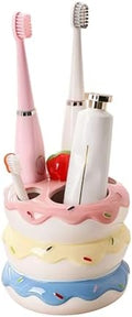 Donut Ceramic Toothbrush Holder, 5-Slot Toothbrush and Toothpaste Holder Cute Toothbrush Holder Set, Bathroom Storage Rack Suitable for Electric Toothbrushes, Toothpaste, Dental Floss (Color Mixing) by Unknown