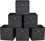 homyfort Faux Wood Grain Cube Storage Organizer Bins, 12x12 Inch Storage Cubes, Closet Cloth Baskets Box for Shelves, Set of 6 by homyfort
