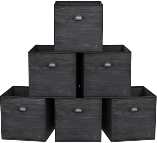 homyfort Faux Wood Grain Cube Storage Organizer Bins, 12x12 Inch Storage Cubes, Closet Cloth Baskets Box for Shelves, Set of 6 by homyfort