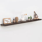 Fun Memories Floating Shelves for Wall, 55"x9.3" Rustic Solid Elm Wood Shelves, Heavy-Duty Wall Mounted Shelves with Invisible Brackets for Living Room, Bedroom, Kitchen, Walnut Finish by FunMemories
